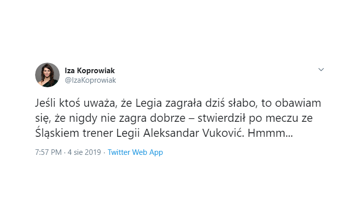 PRZEDZIWNE słowa Vukovicia na temat gry Legii w meczu ze Śląskiem